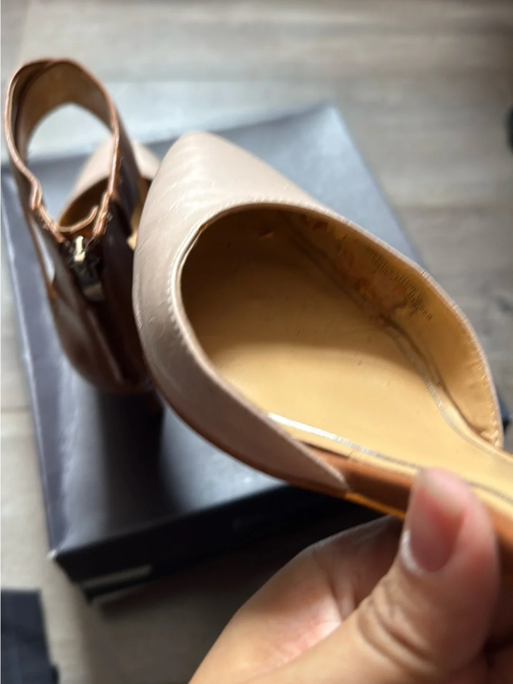 Enzo Angiolini Two-Tone Pointed Toe Ankle-Strap Heels - Brown & Blush